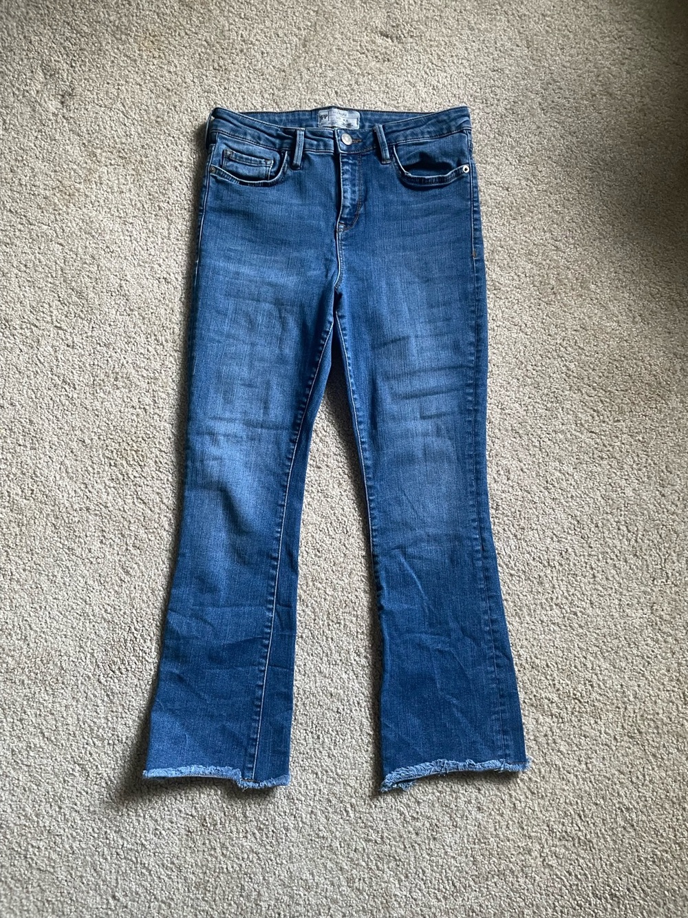Free People Cropped Flare Jeans Raw Hem W29